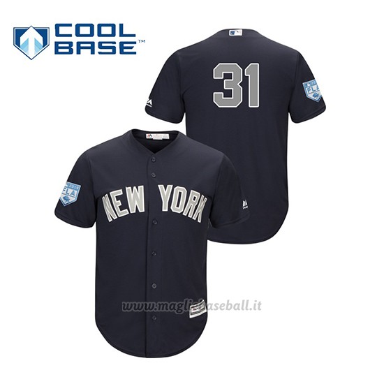 Maglia Baseball Uomo New York Yankees Aaron Hicks 2019 Entrenamiento De Primavera Alternato Cool Base Blu